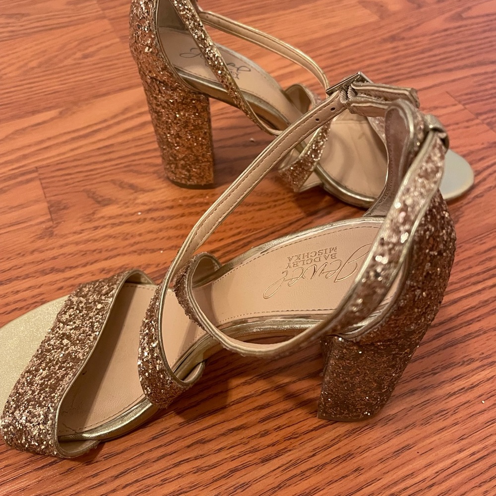 Jewel by Bartley Mischka Gold Sequined Heels